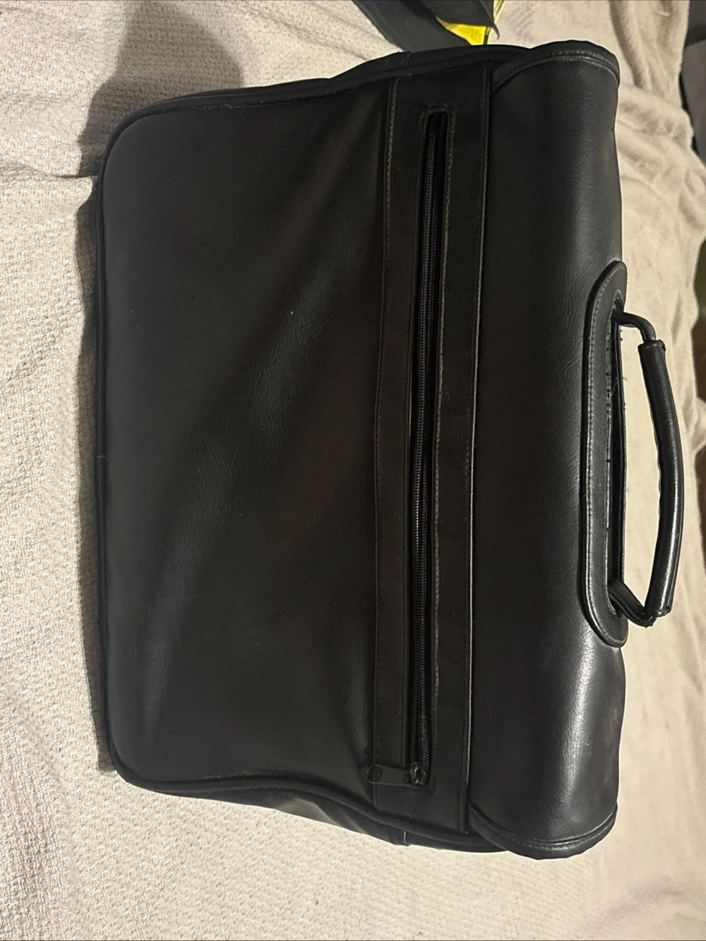 Rosetti Black Leather Messenger Briefcase with Buckle Accents